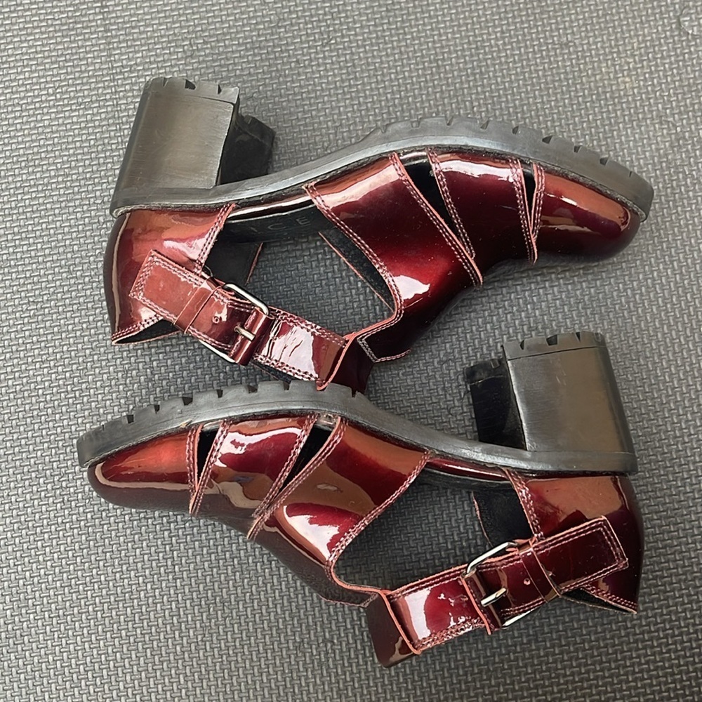 Office London Burgundy Patent Leather Heels Size 38|7 - Picture 4 of 8